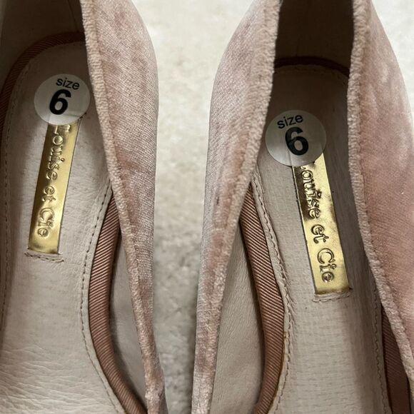 New Louise et Cie Anthropologie velvet pink blush heel pumps - Picture 3 of 6